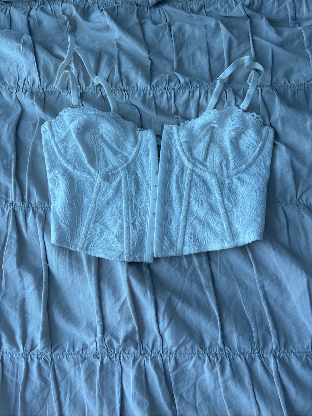 Edikted White Lace Bustier Crop Top